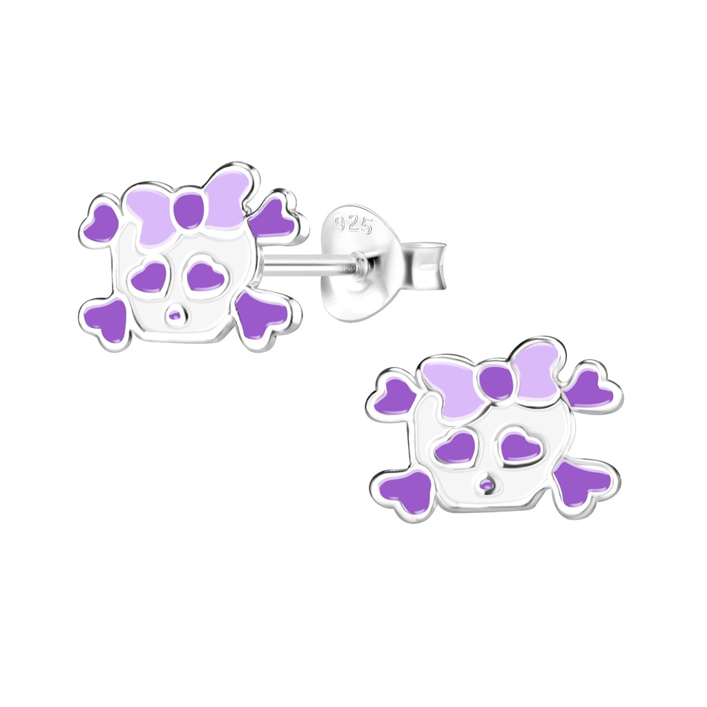 Puces d'oreilles tête de mort en argent