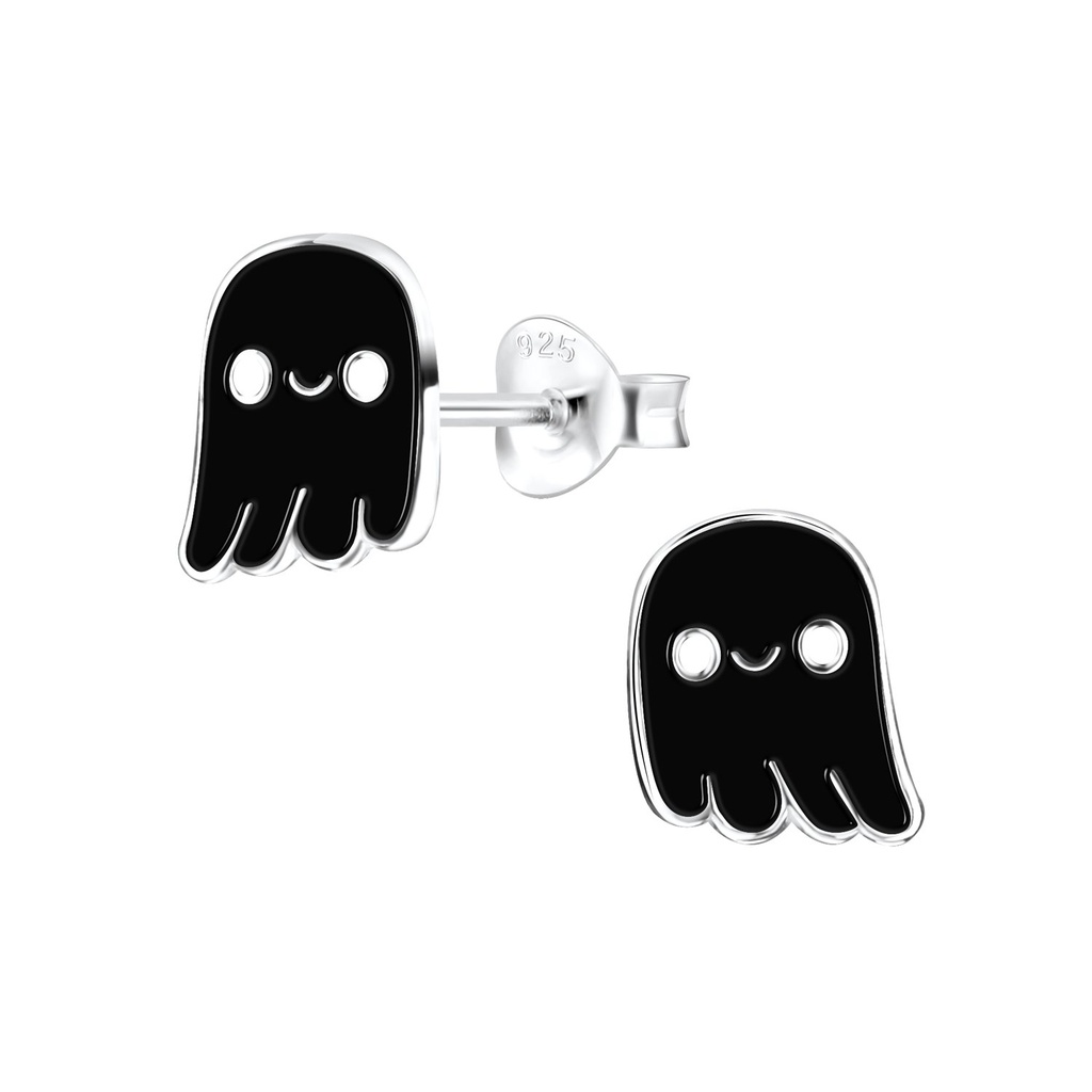 [10010544] Silver Ghost Stud Earrings