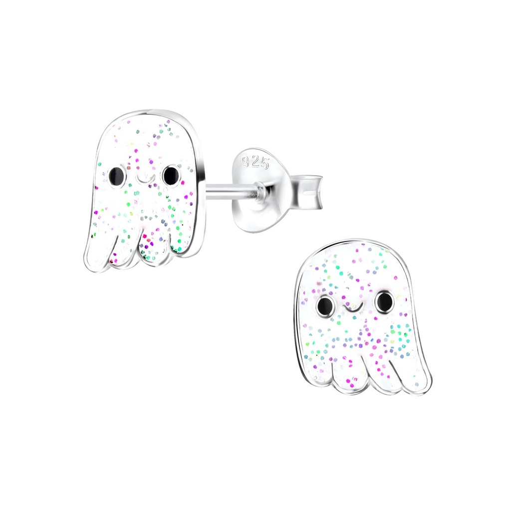 [10010543] Silver Ghost Stud Earrings