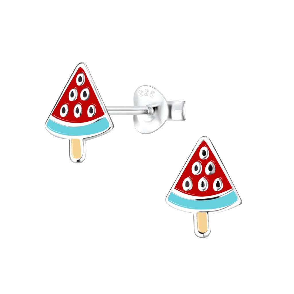 Silver Watermelon Stud Earrings