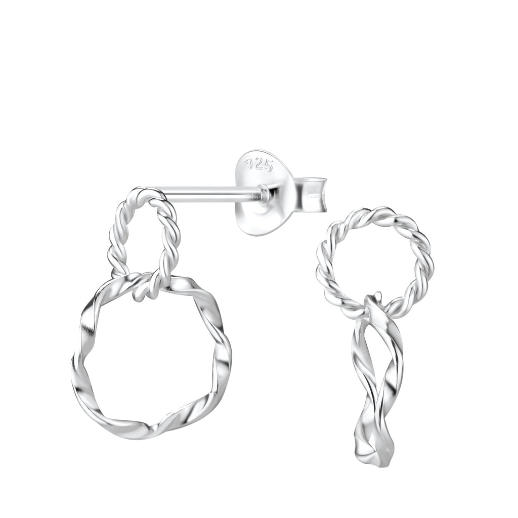 [10010452] Silver Twisted Stud Earrings