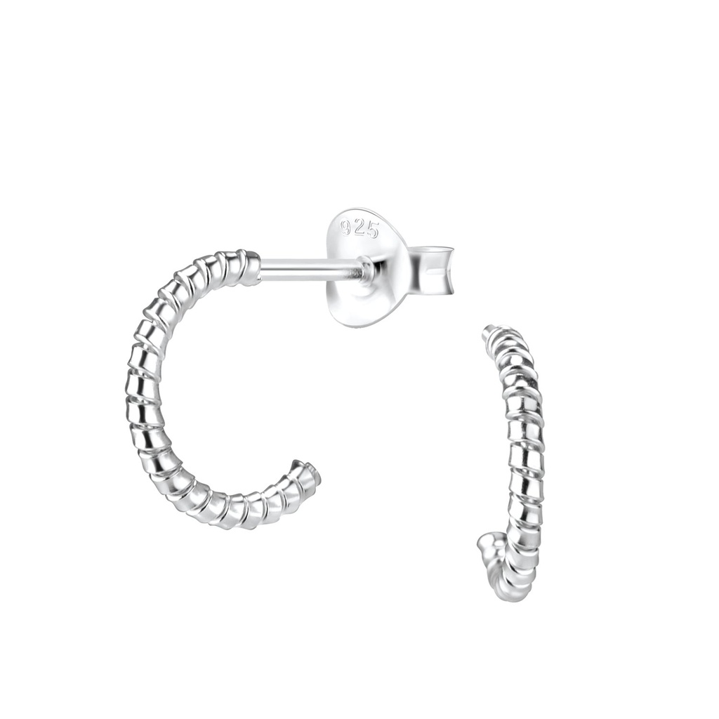 Puces d'oreilles demi-créole torsadées en argent