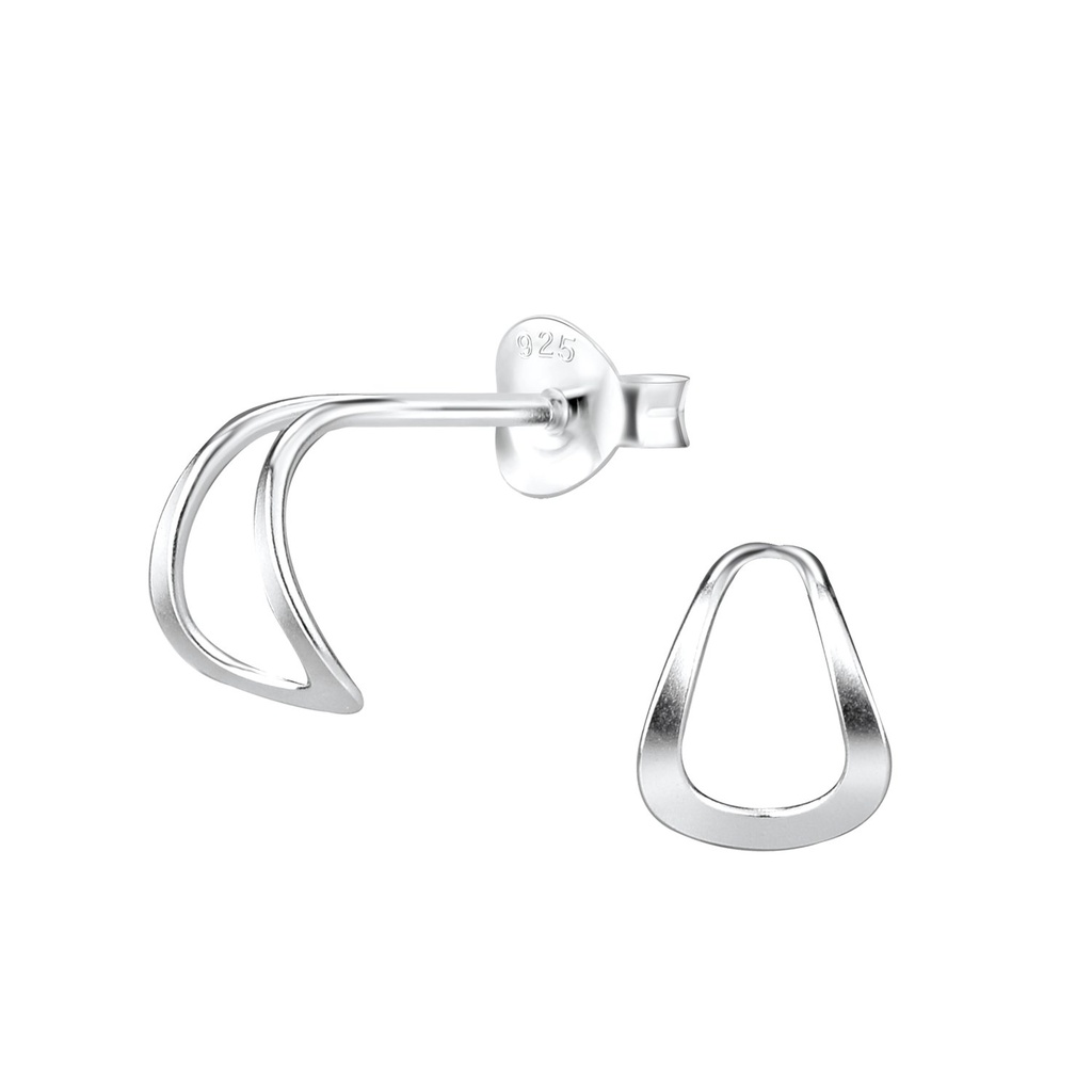 Silver Half Hoop Stud Earrings