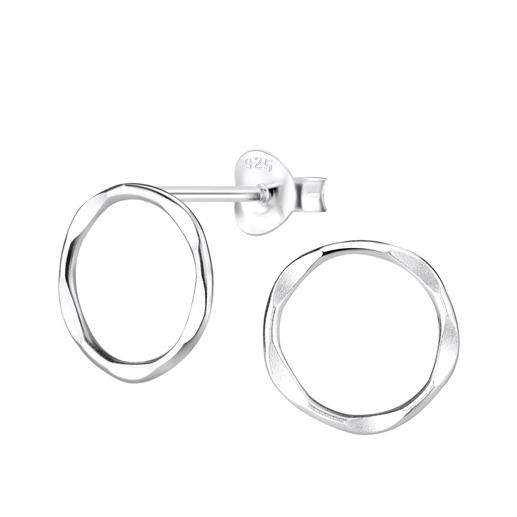 Silver Circle Stud Earrings