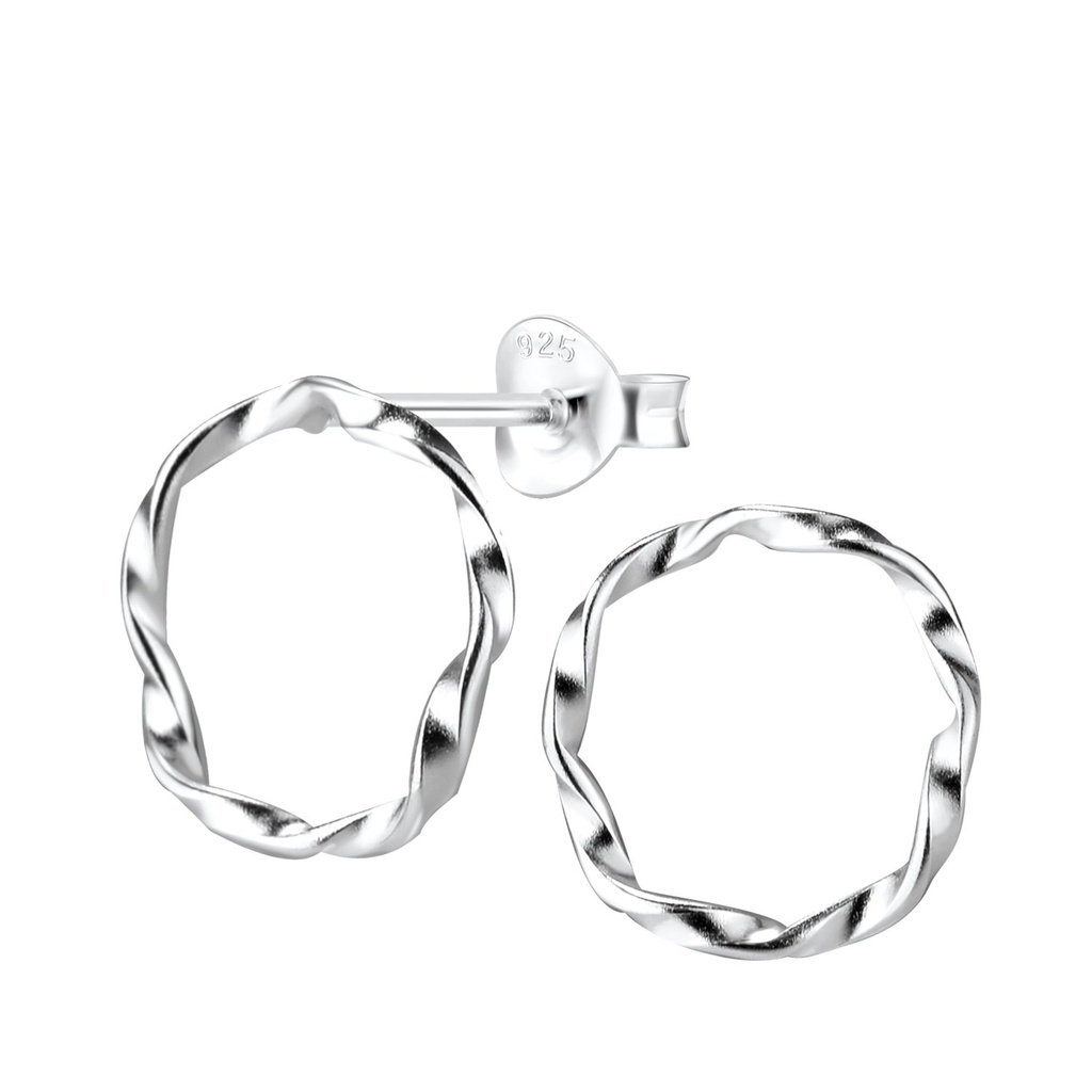 Puces d'oreilles torsadées en argent