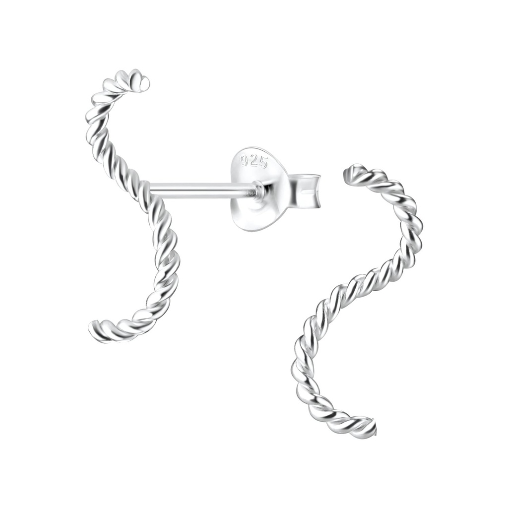 Silver Twisted Stud Earrings