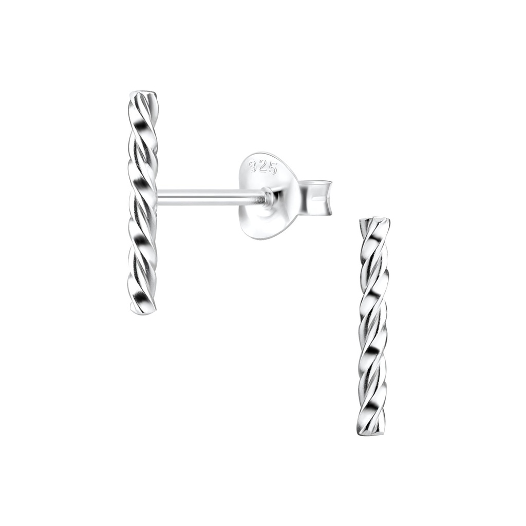Silver Twisted Stud Earrings