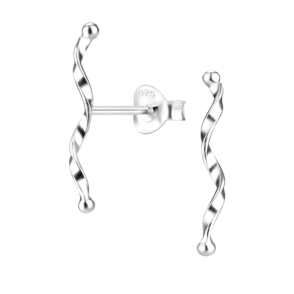 Puces d'oreilles torsadées en argent