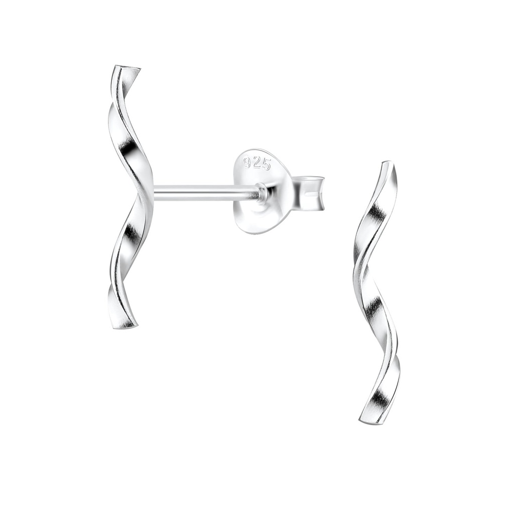 Puces d'oreilles torsadées en argent