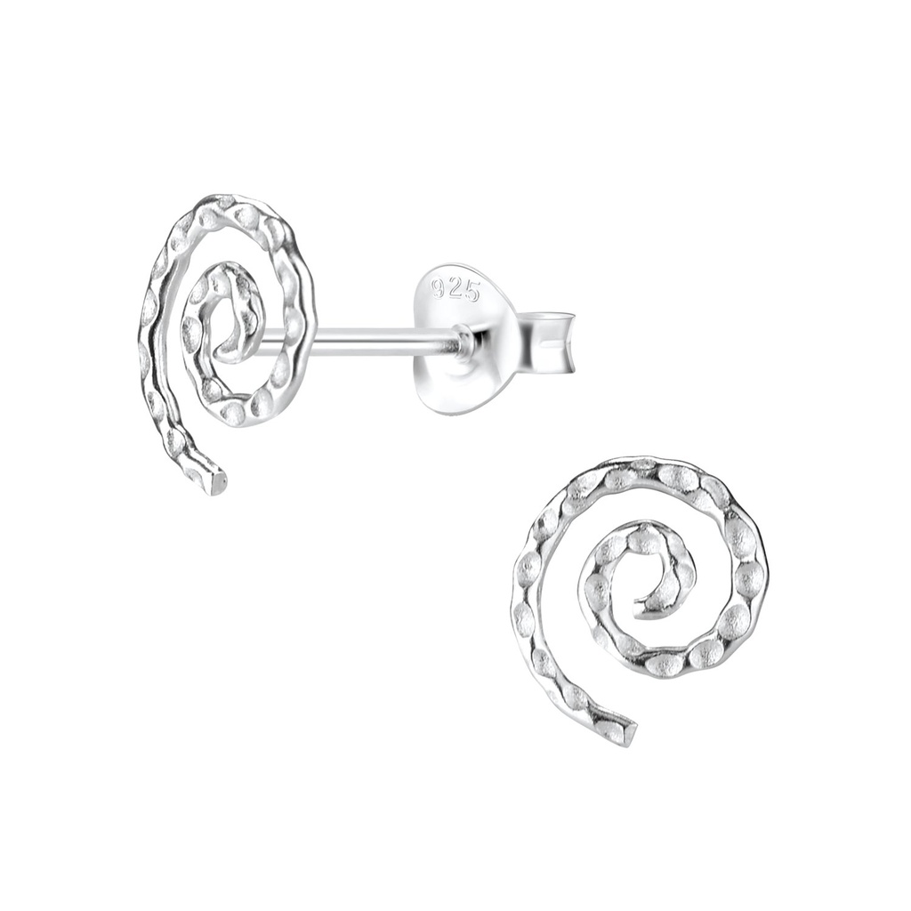 Puces d'oreilles spirale en argent