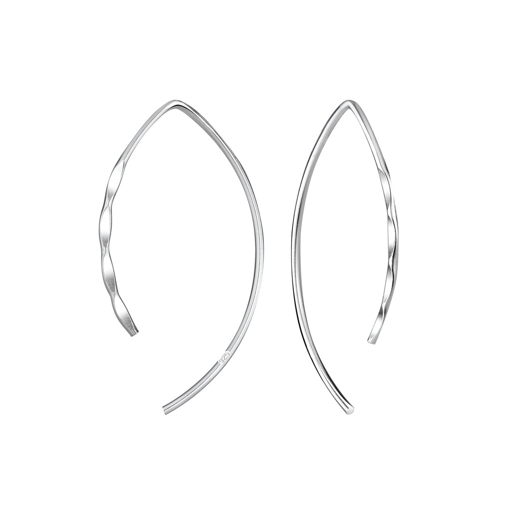 Silver Patterned Thread Through Earrings