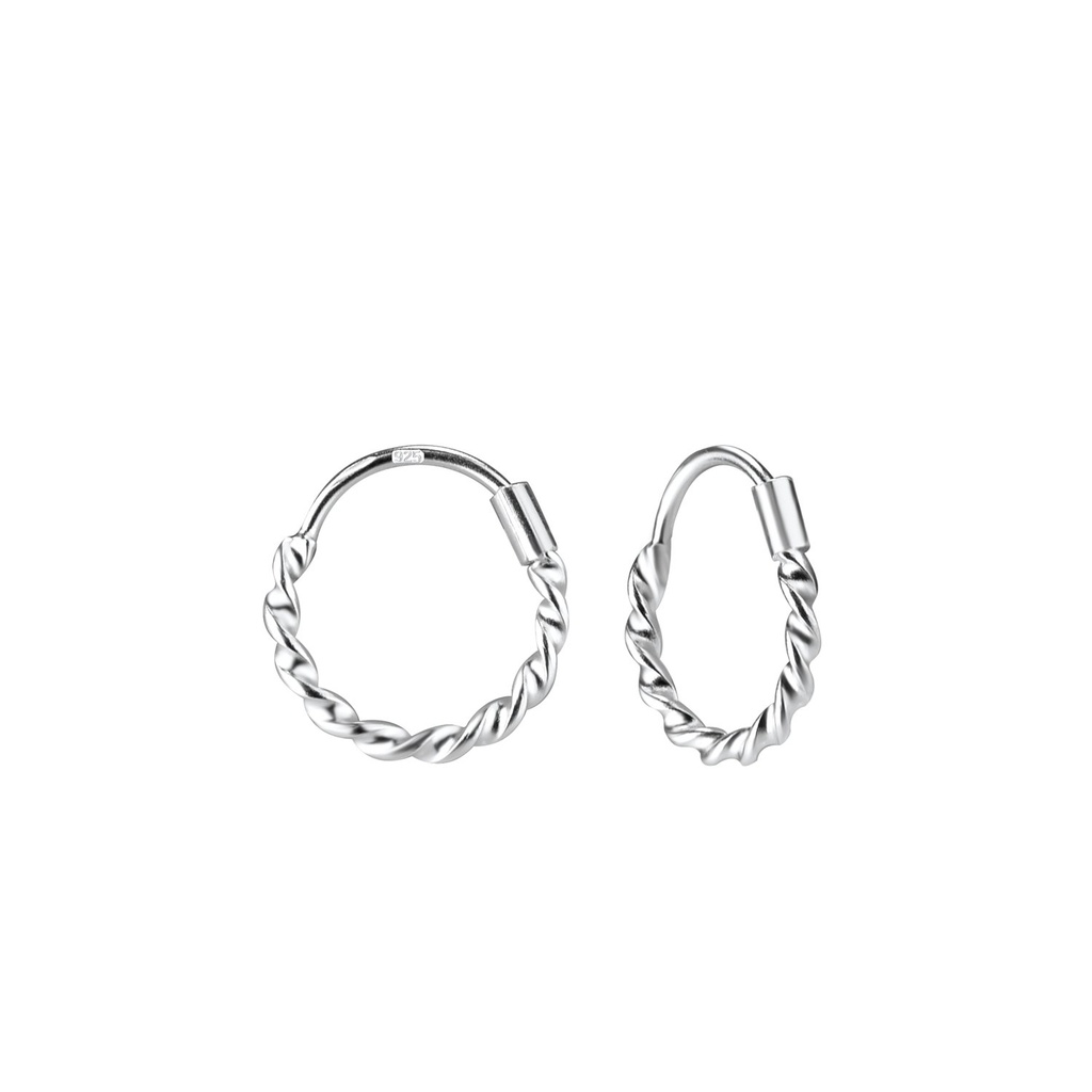 [10010464] 11mm Silver Twisted Hoop Earrings