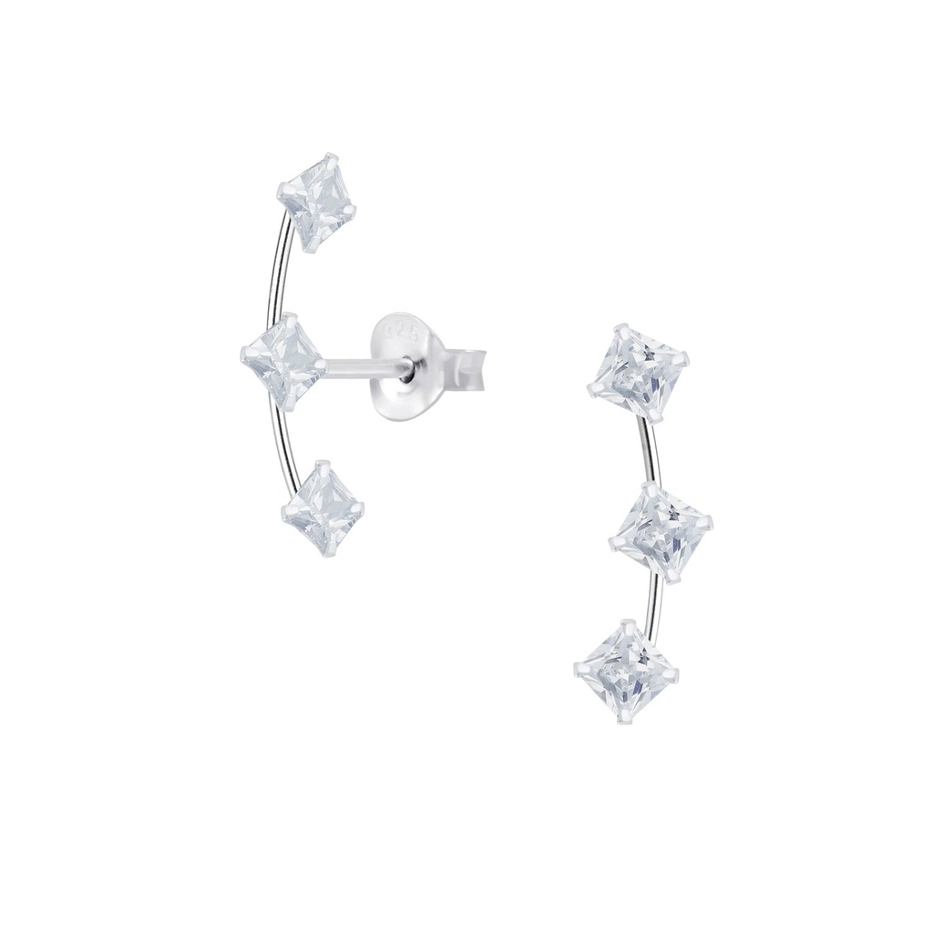 Puces d'oreilles ligne en argent zircon