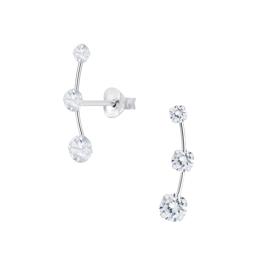 Puces d'oreilles ligne en argent zircon