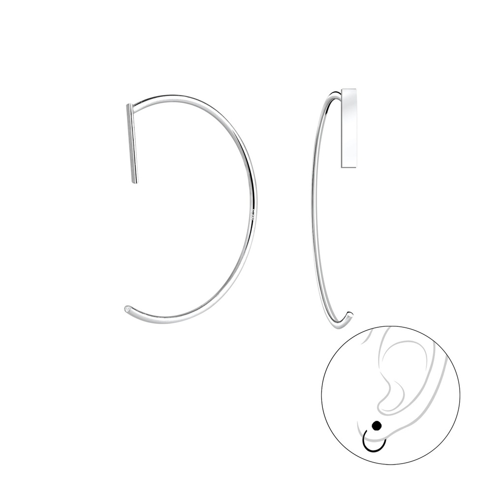 [10006986] Silver Bar Ear Huggers