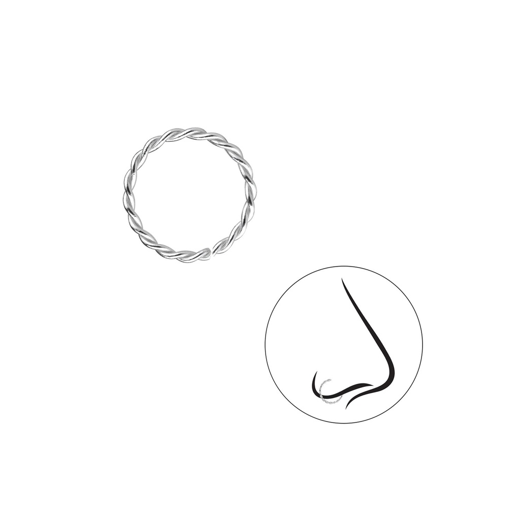 Bague torsadée continue en argent 10 mm