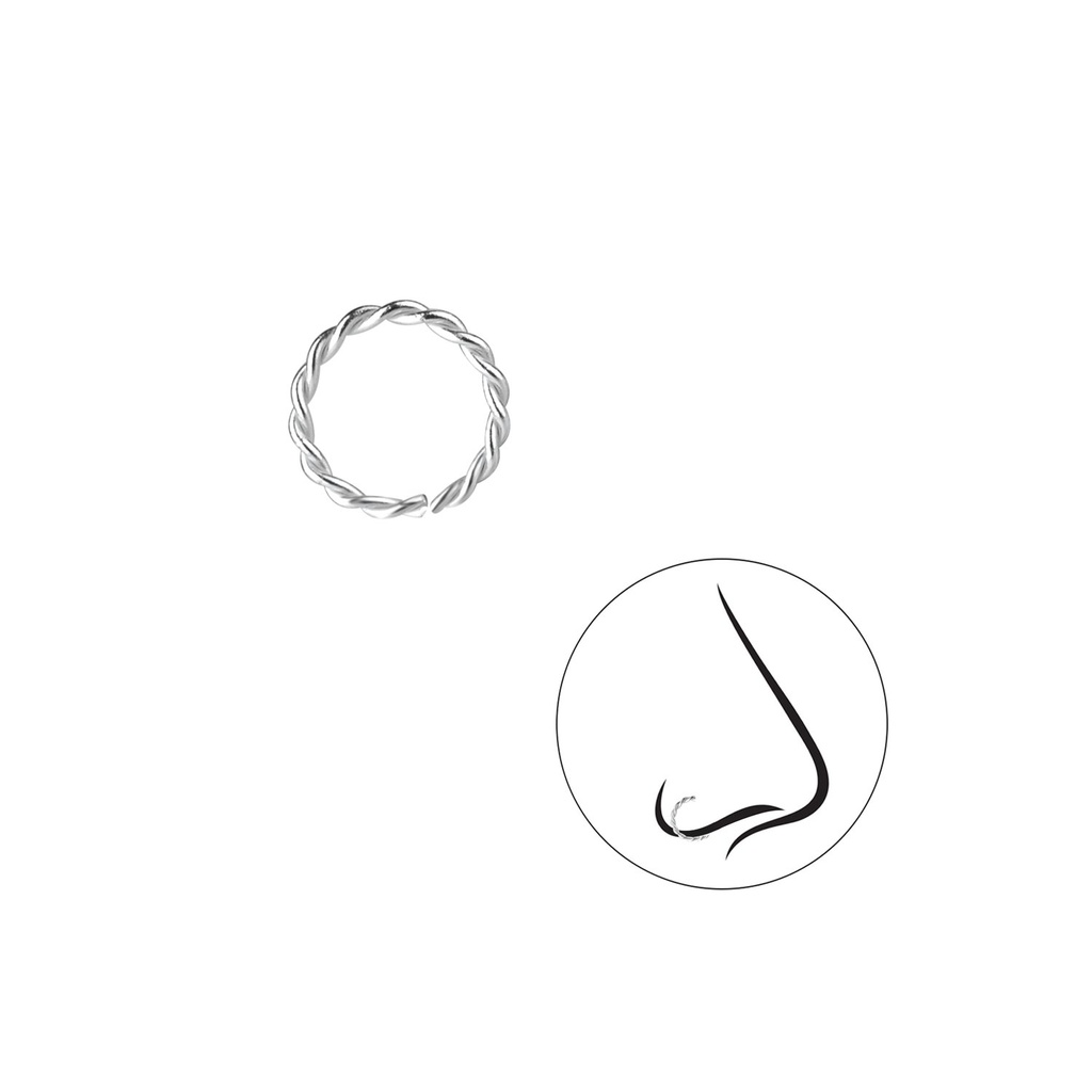 Bague torsadée continue en argent 8 mm