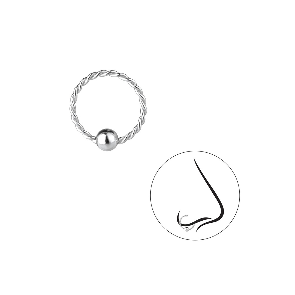 Bague torsadée continue en argent 10 mm