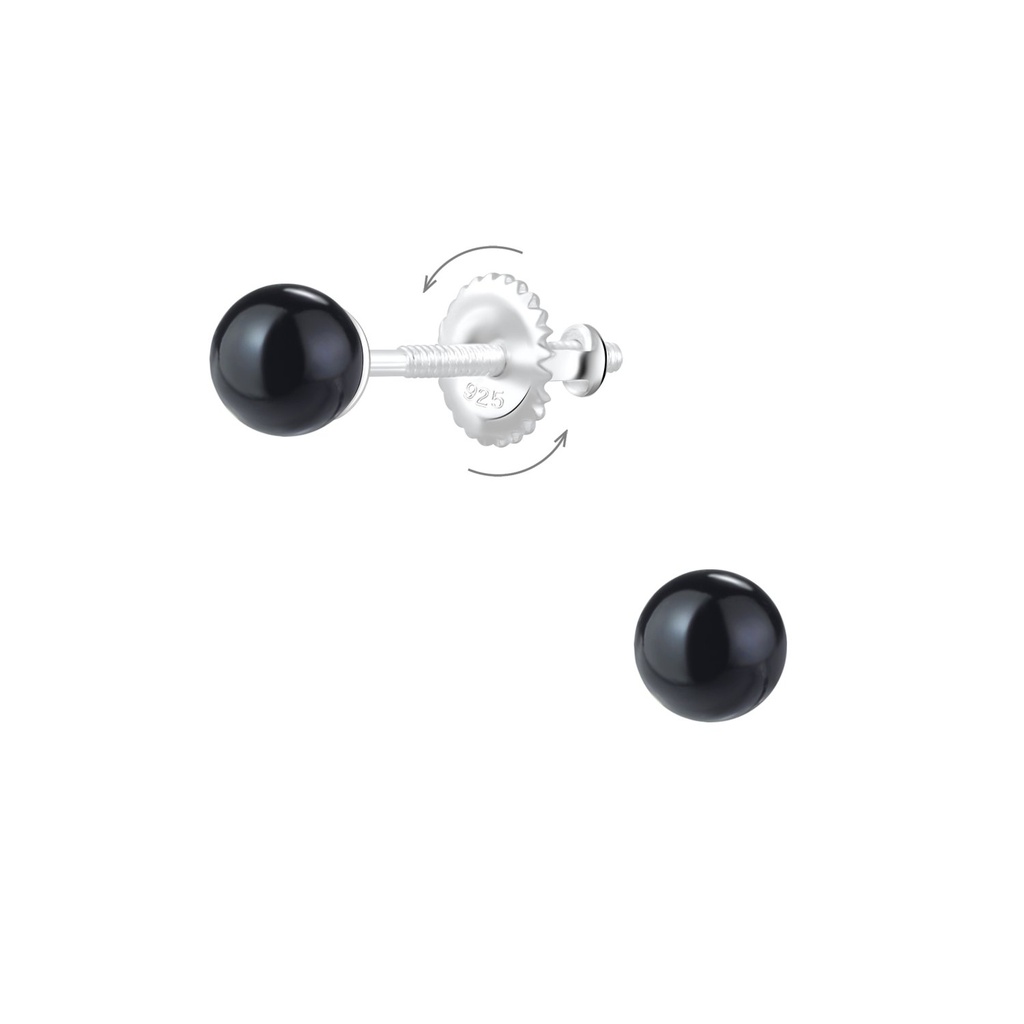 Boucles d'oreilles à fermoir à vis perle en argent 4 mm