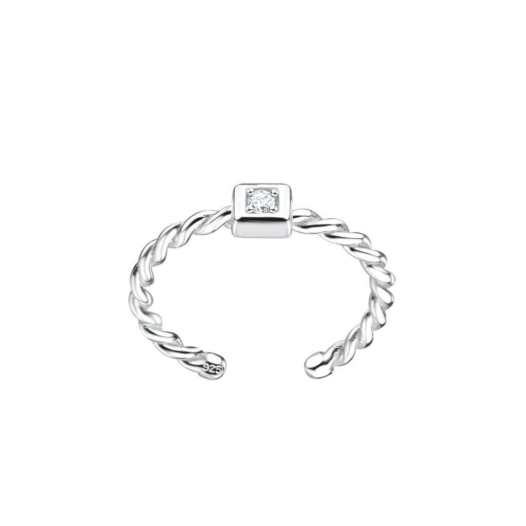 [10010502] Silver Square Twisted Toe Ring