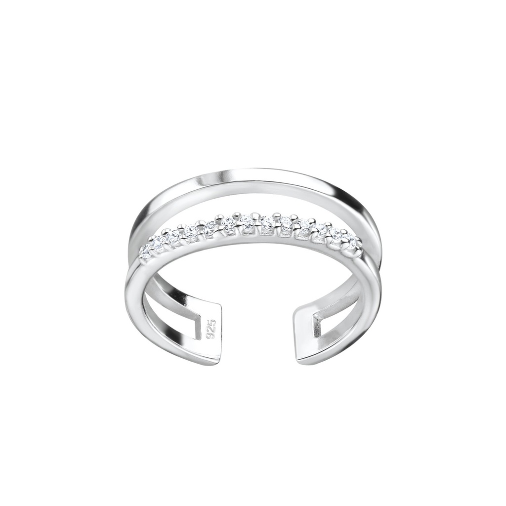 [10010501] Bague d'orteil double ligne en argent