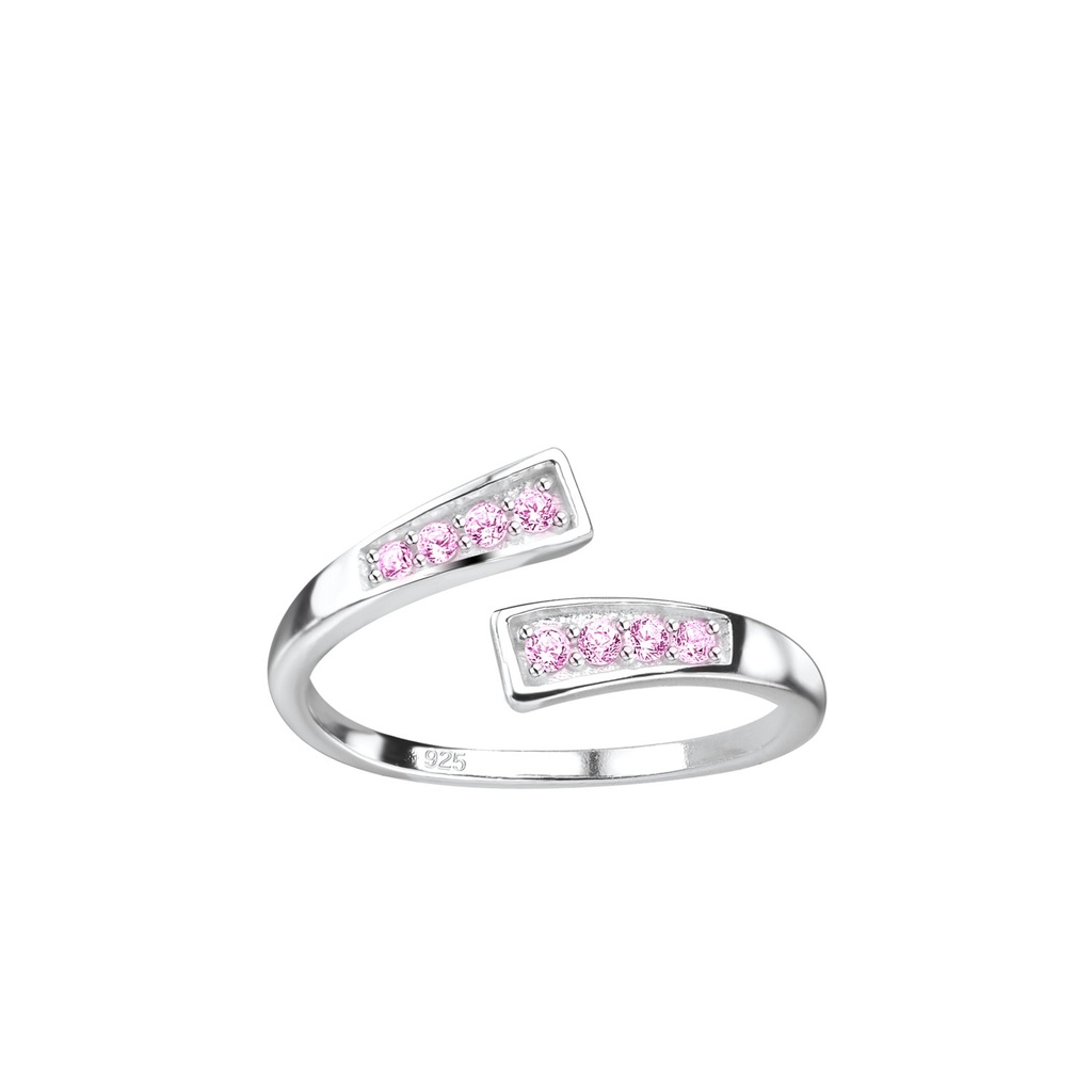 [10010469] Silver Opened Toe Ring (Pink)