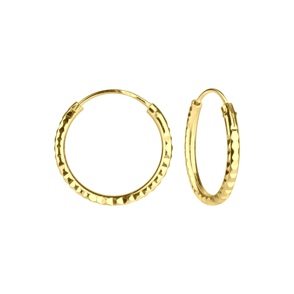 16mm Silver Diamond Cut Hoops