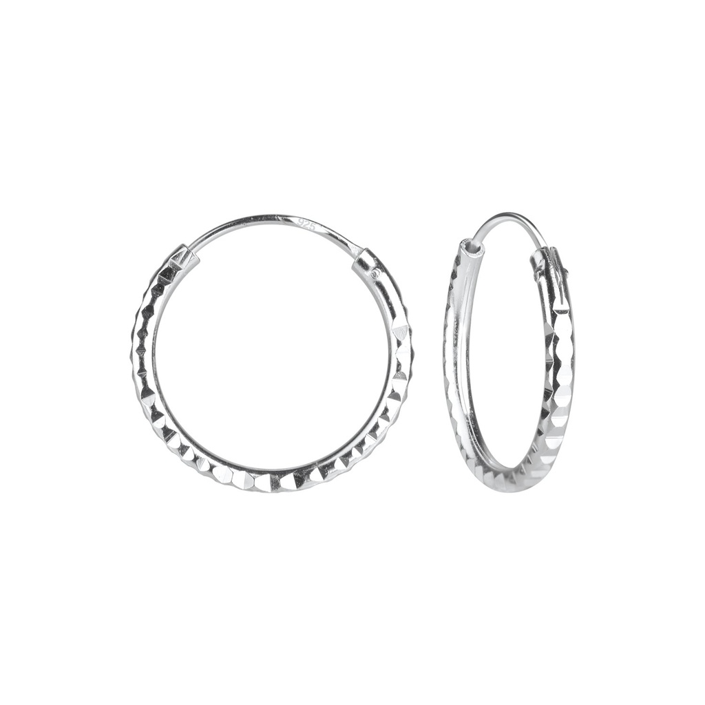 Créoles taille diamant en argent 16 mm