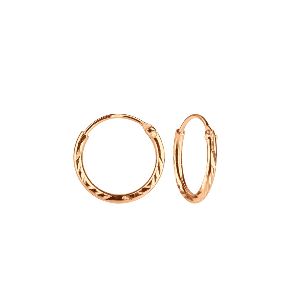 12mm Silver Diamond Cut Hoop Earrings