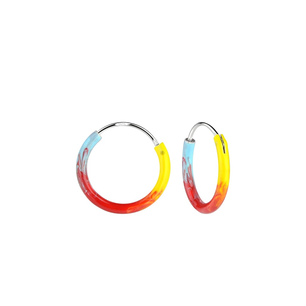 [10008963] 12mm Rainbow Silver Hoop Earrings