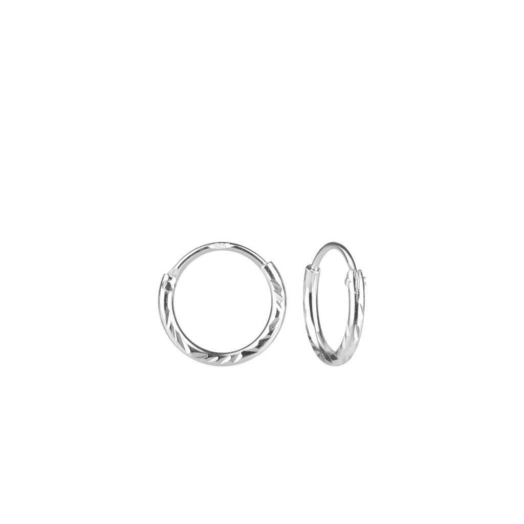 10mm Silver Diamond Cut Hoop Earrings