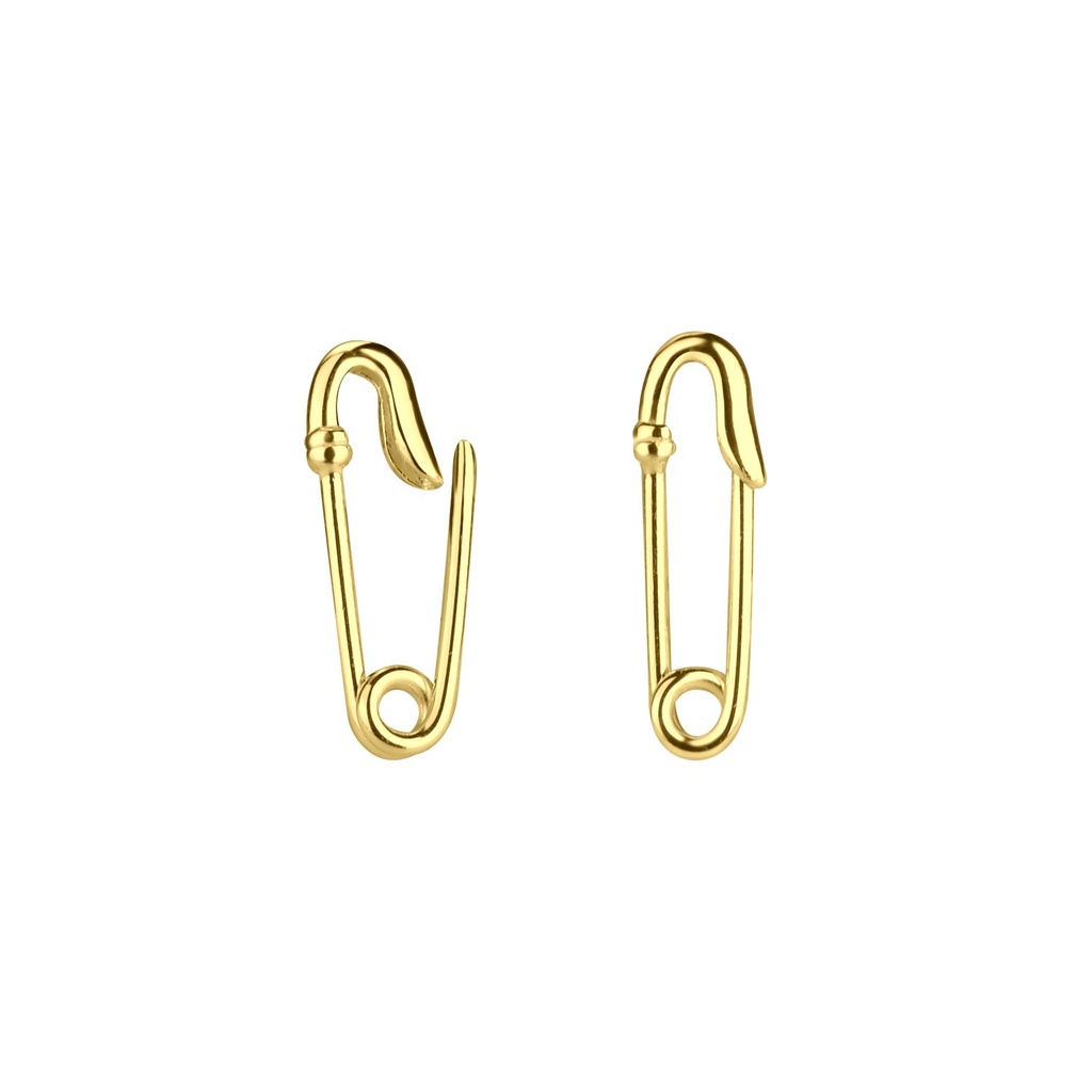 [10005398] Silver Safety Pin Hoop Earrings