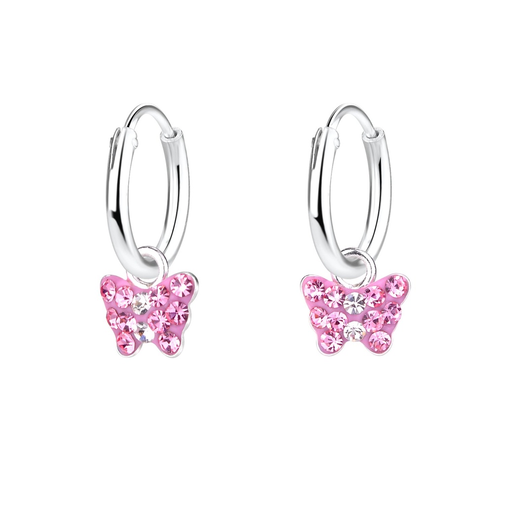 Créoles breloque papillon en argent