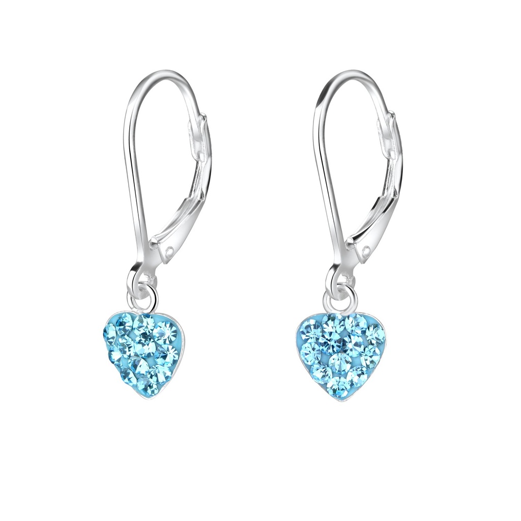 Dormeuses à levier en argent cristal cœur