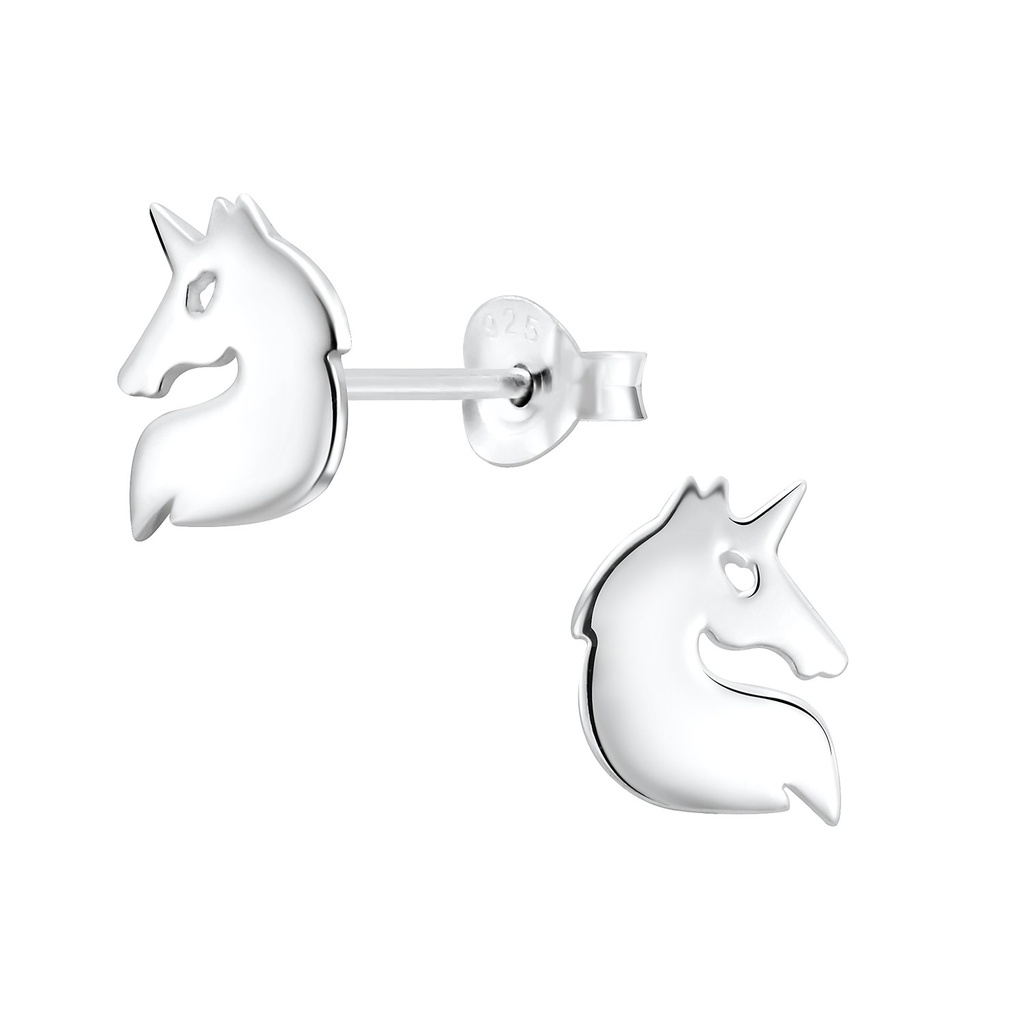 Silver Unicorn Stud Earrings