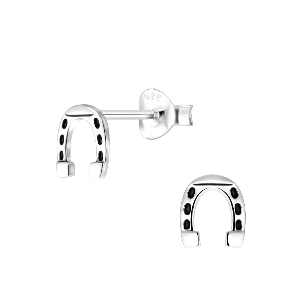 Puces d'oreilles fer à cheval en argent
