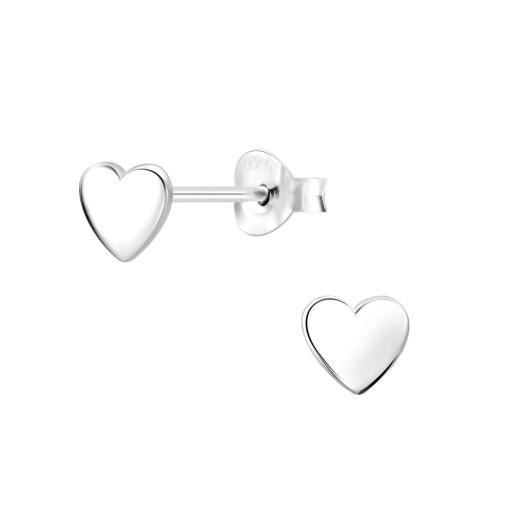 Silver Heart Stud Earrings