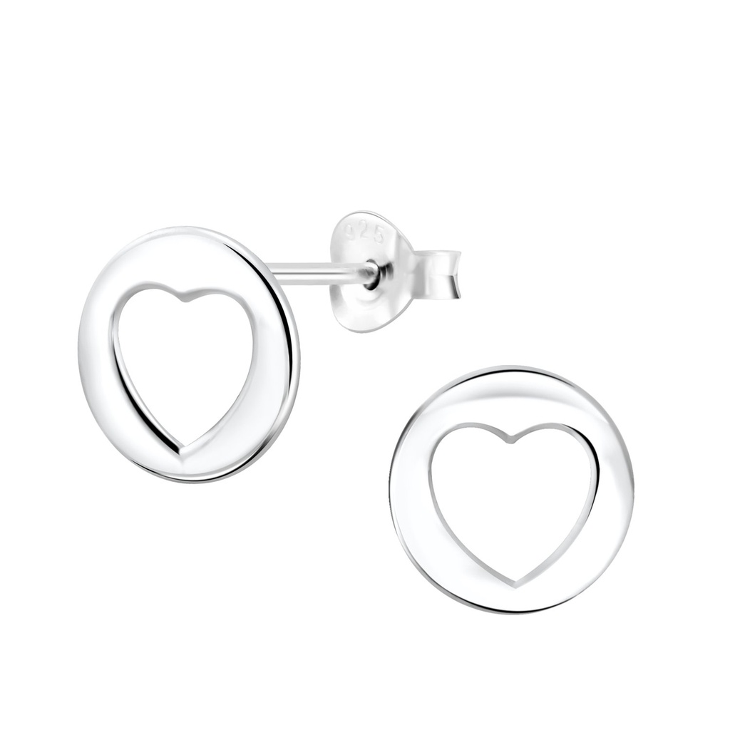 Silver Heart Stud Earrings