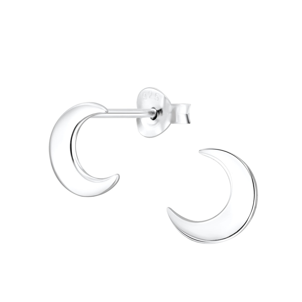 Silver Moon Stud Earrings