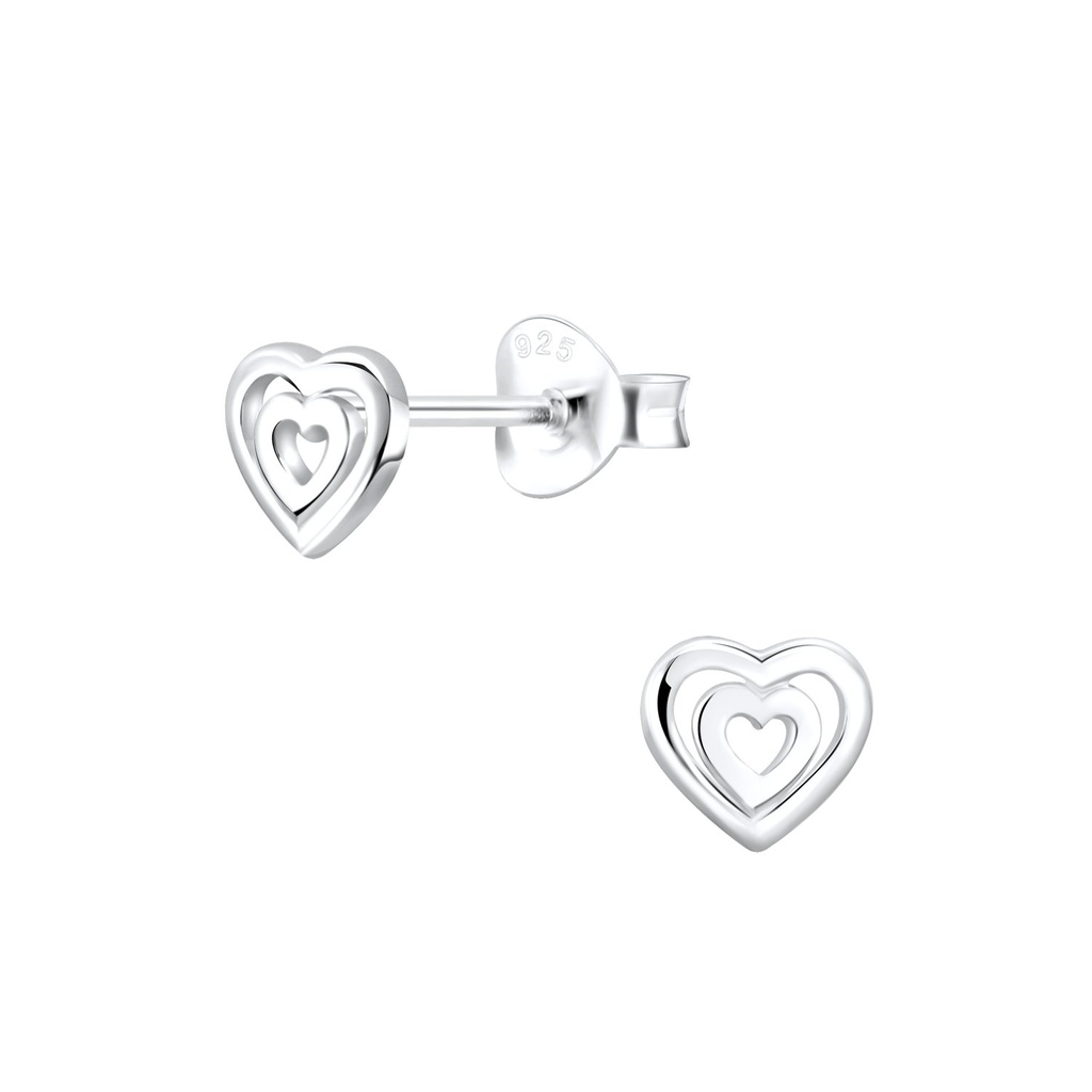Silver Heart Stud Earrings