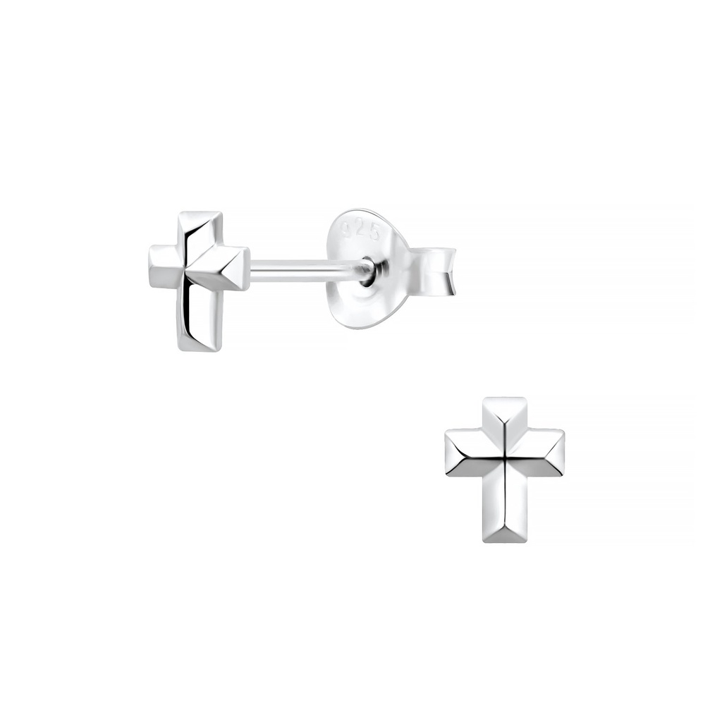 Silver Cross Stud Earrings