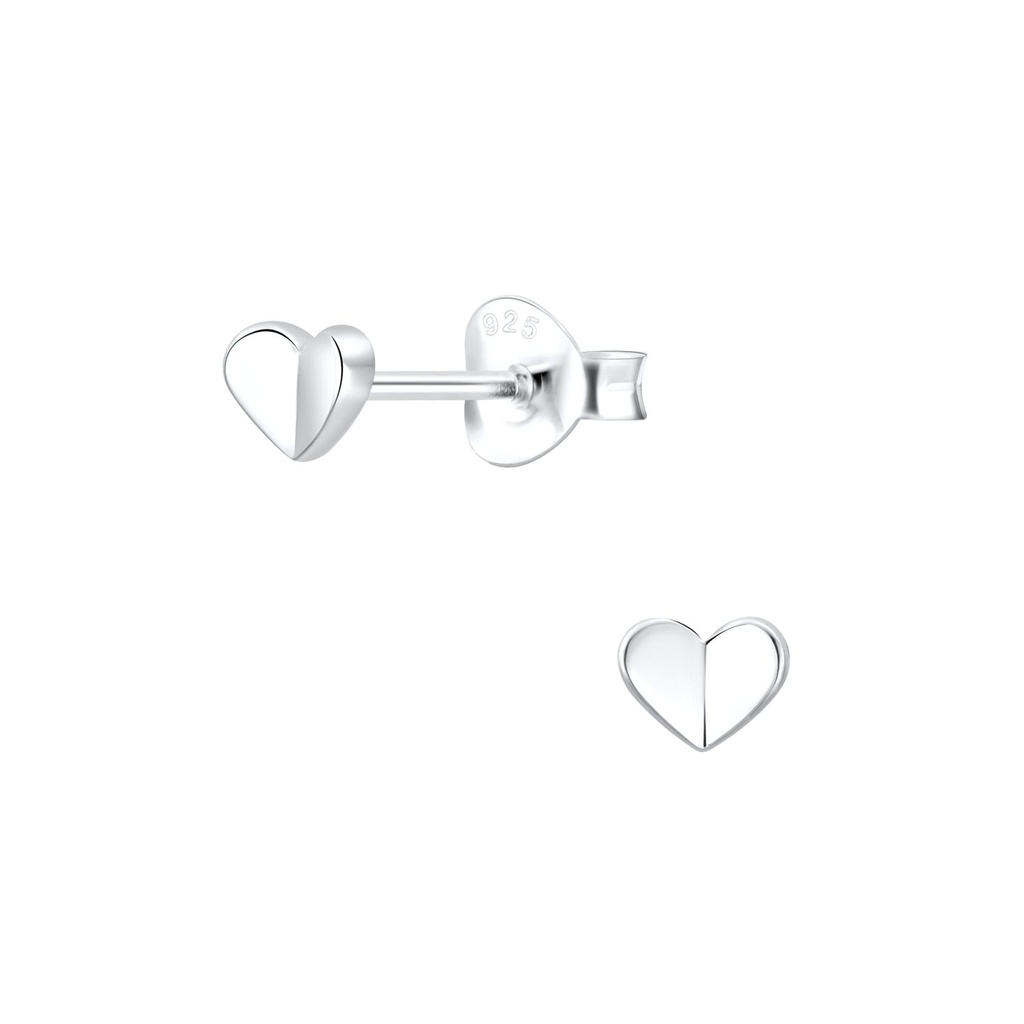 Silver Heart Stud Earrings