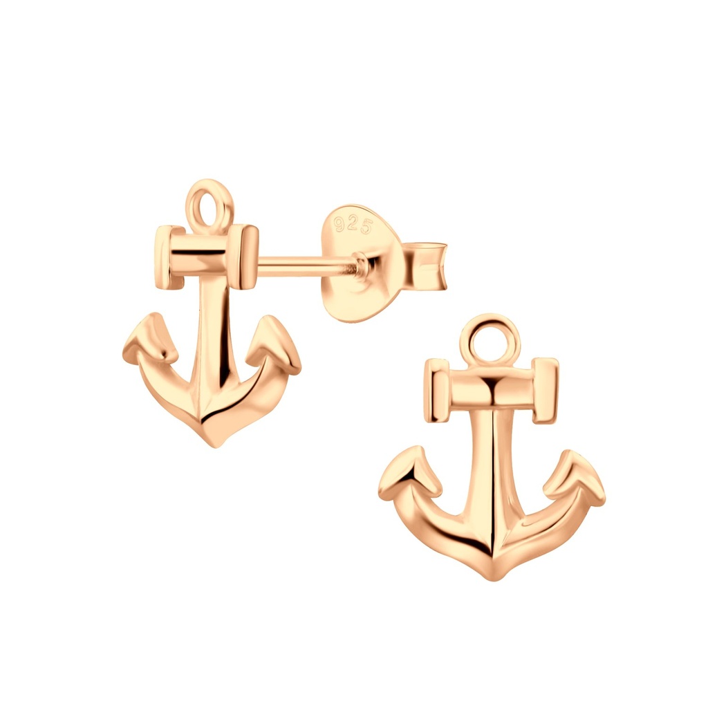 Puces d'oreilles ancre en argent
