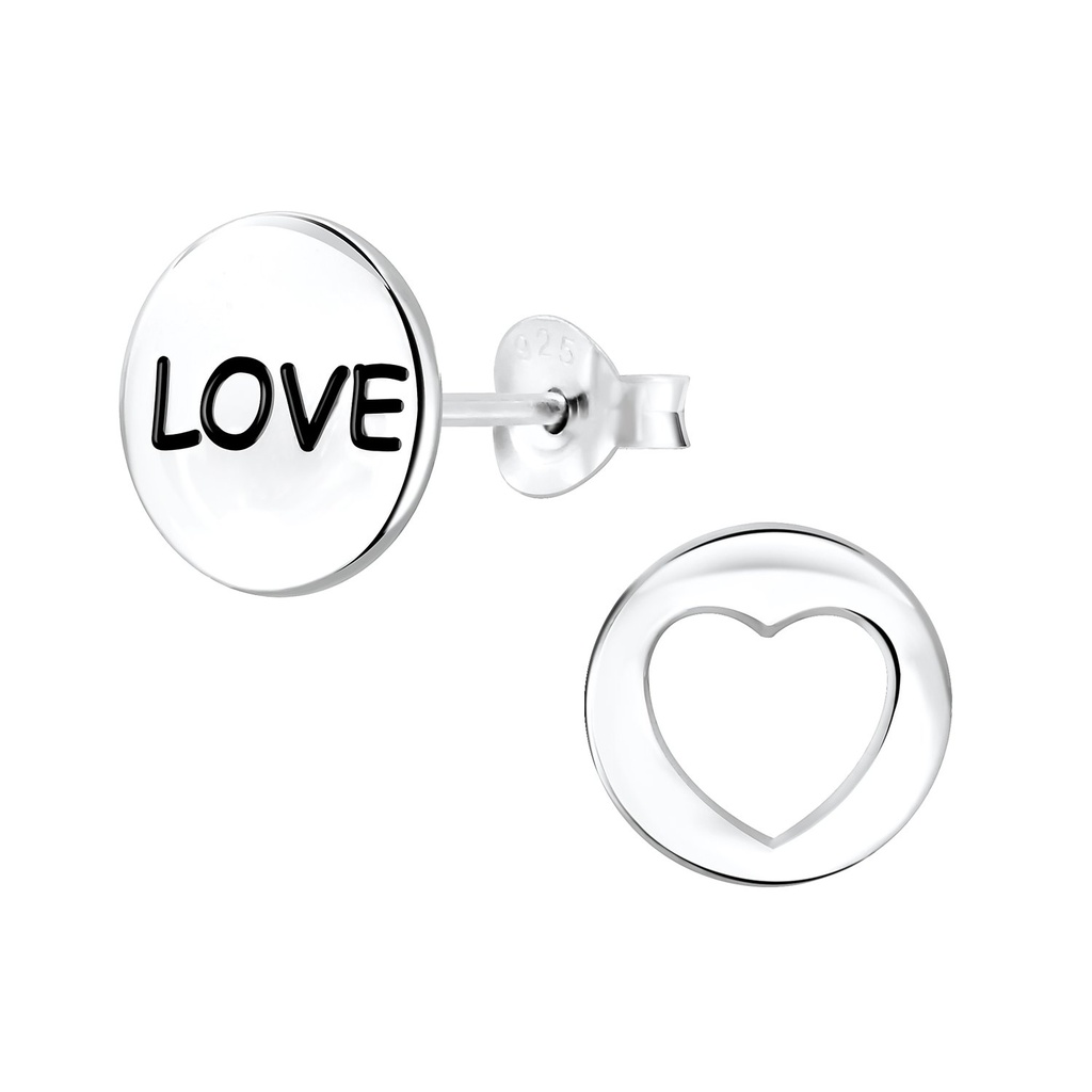 Puces d'oreilles amour en argent