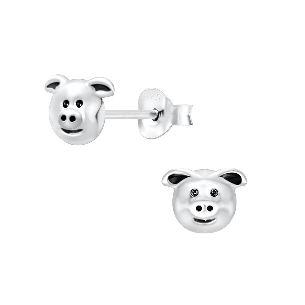 Puces d'oreilles cochon en argent