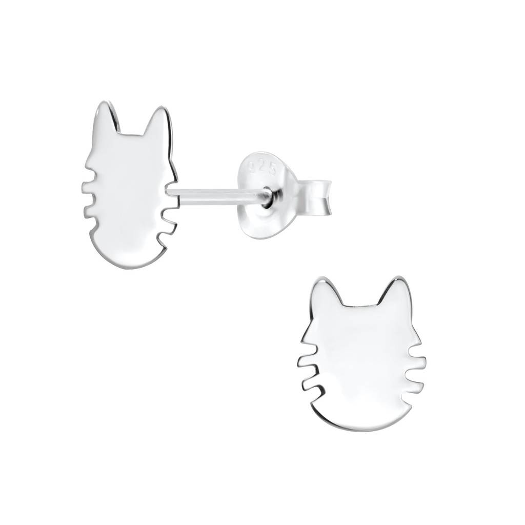 Puces d'oreilles chat en argent