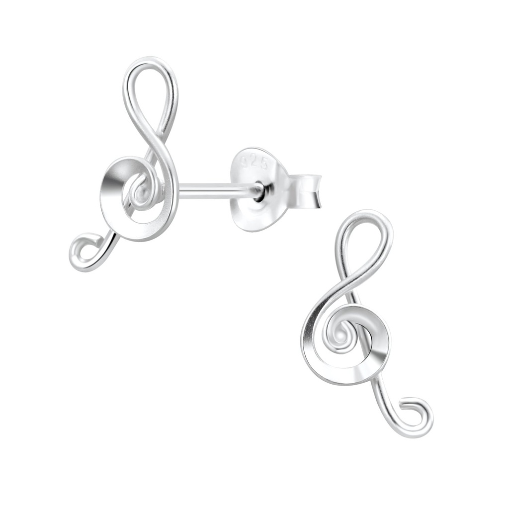Puces d'oreilles clé de sol en argent
