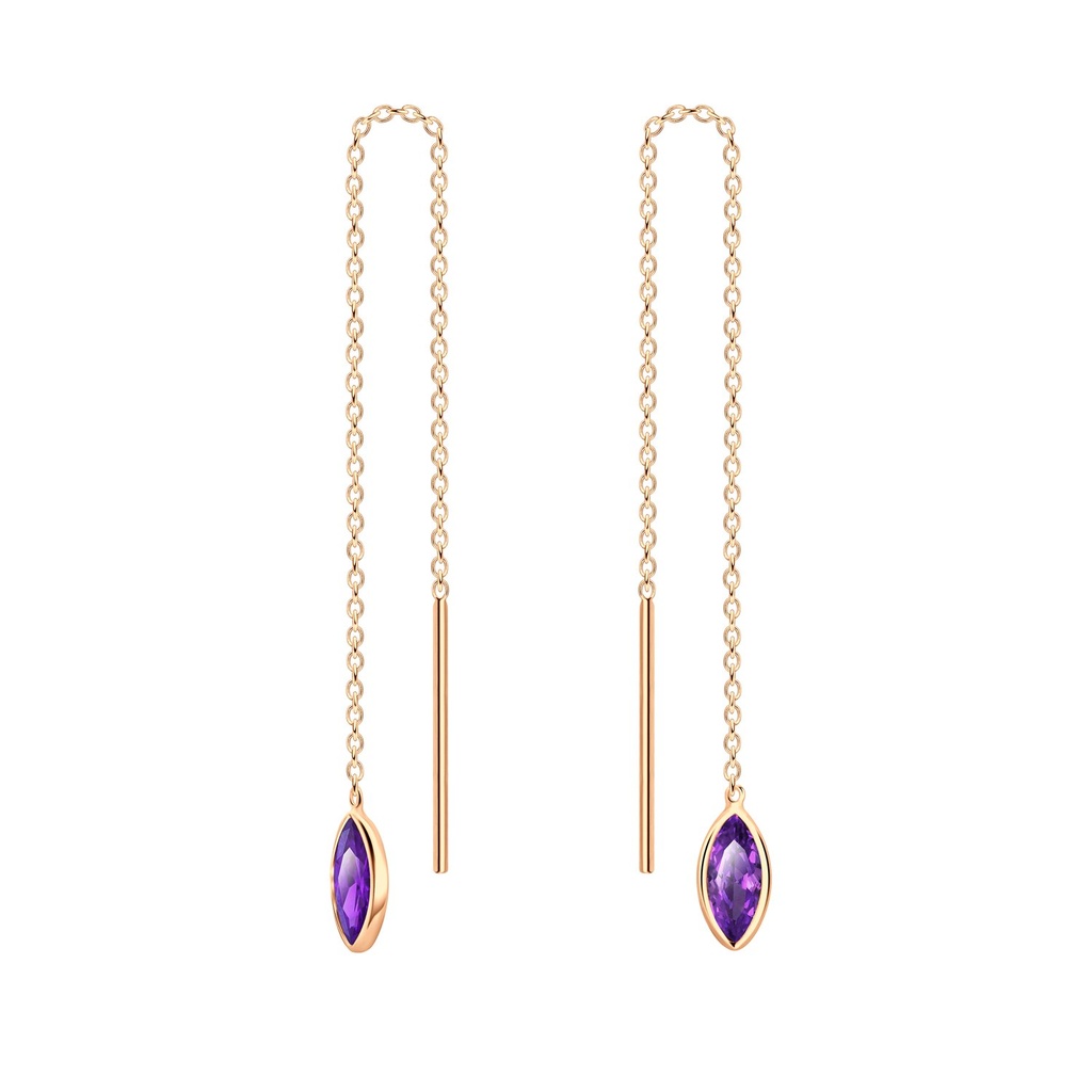 3X6 Marquise Cubic Zirconia Silver Thread Through Earrings