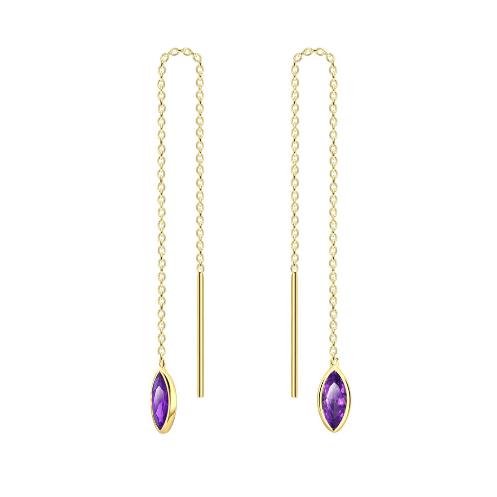 3X6 Marquise Cubic Zirconia Silver Thread Through Earrings