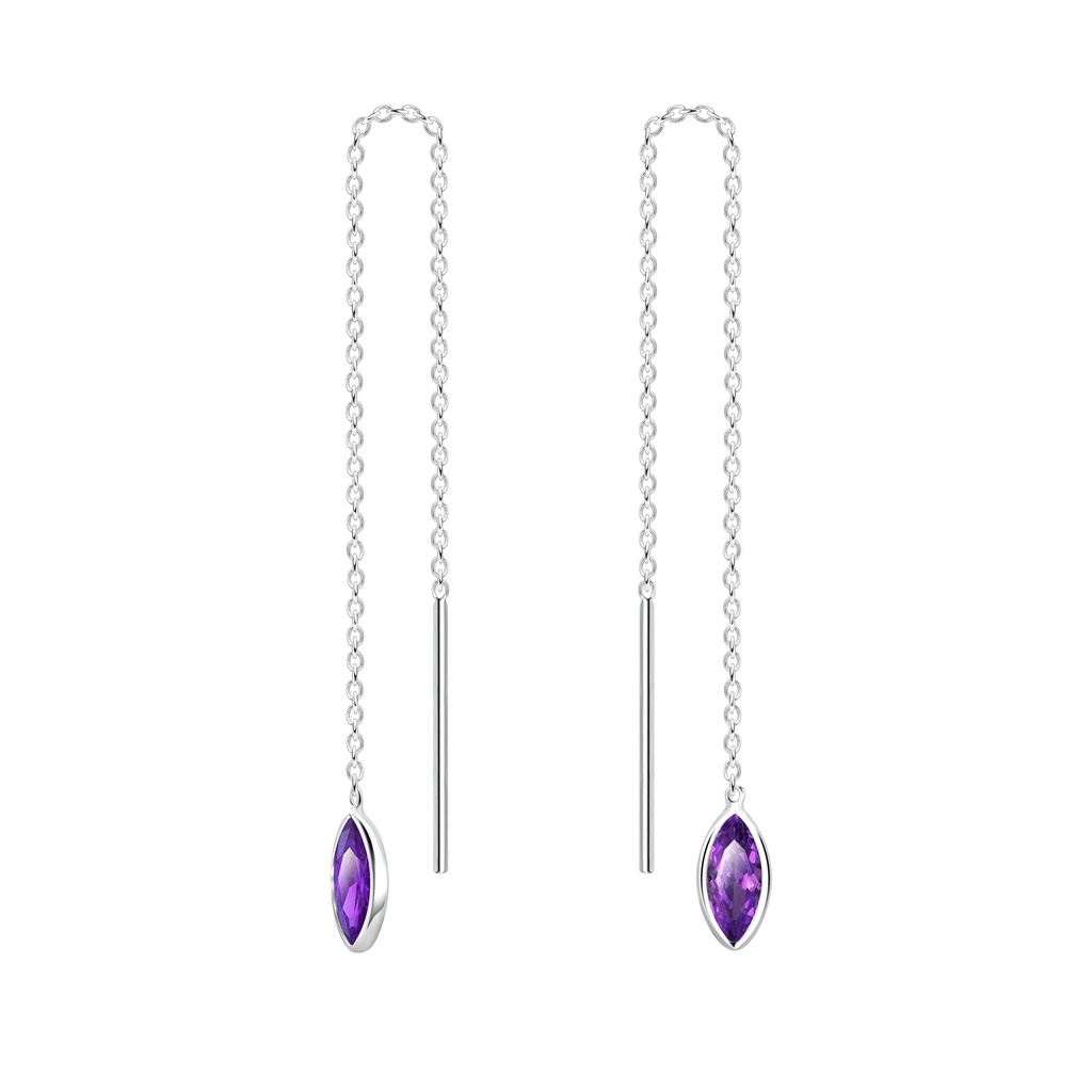 [10008782] Boucles d'oreilles à enfiler en argent zircon marquise 3X6 (Amethyst)